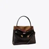 Tory Burch Small Lee Radziwill Embossed Double Bag In Black