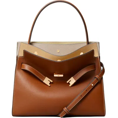 Tory Burch Small Lee Radziwill Leather Double Bag In Purple