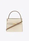 Tory Burch Small Lee Radziwill Leather Top Handle Bag In Beige