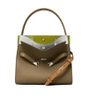 Tory Burch Lee Radziwill Small Double Leather Top-handle Bag In Green