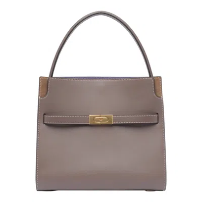 Tory Burch Double Lee Radziwill Leather Handbag In Turtledove