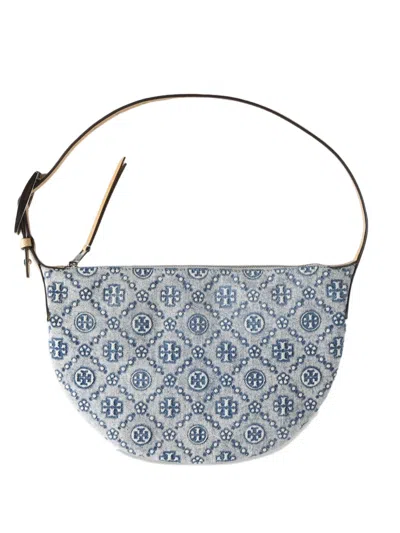 Tory Burch Small Logo-patterned Tote Bag In Blue