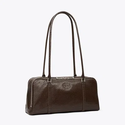 Tory Burch Small Marshmallow Embossed Satchel In Brown