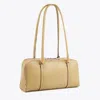 Tory Burch Small Marshmallow Satchel In Ash Green/classic Brown