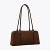 Tory Burch Small Marshmallow Suede Satchel In Brown