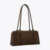 Tory Burch Small Marshmallow Suede Satchel In Brown