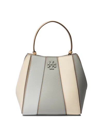 Tory Burch "small Mc Graw" Bucket Bag In Grey