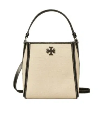 Tory Burch Small Mcgraw Canvas Bucket Bag In Nude