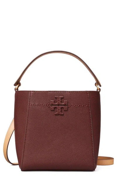Tory Burch Mcgraw Textured Small Bucket Bag In Muscadine/gold