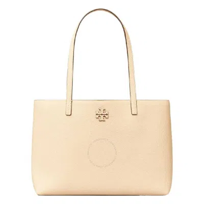Tory Burch Small Mcgraw Leather Tote Bag In Beige