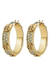 Tory Burch Small Miller Crystal Hoop Earrings In Gold