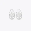 Tory Burch Small Miller Hoop Earring In Tory Silver