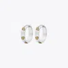 Tory Burch Small Miller Stud Huggie Earrings In Metallic
