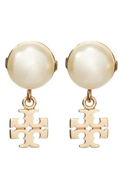 Tory Burch Small Moondance Imitation Pear Earrings In Gold