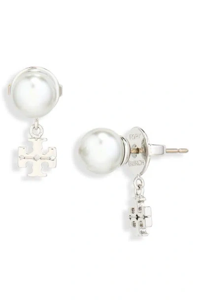 Tory Burch Small Moondance Imitation Pear Earrings In Metallic