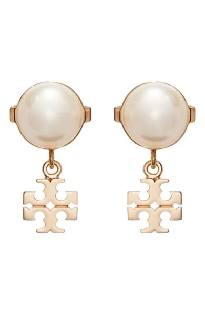 Tory Burch Small Moondance Imitation Pear Earrings In Gold
