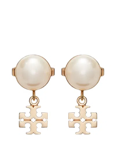 Tory Burch Small Moondance Imitation Pear Earrings In Gold