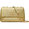 Tory Burch Small Moto Quilted Metallic Leather Convertible Shoulder Bag In Gold