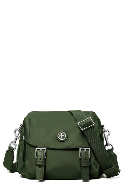 Tory Burch Nylon Small Messenger In Basil