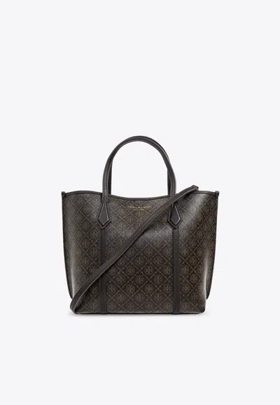 Tory Burch Small Perry Coated Canvas Tote Bag In Brown