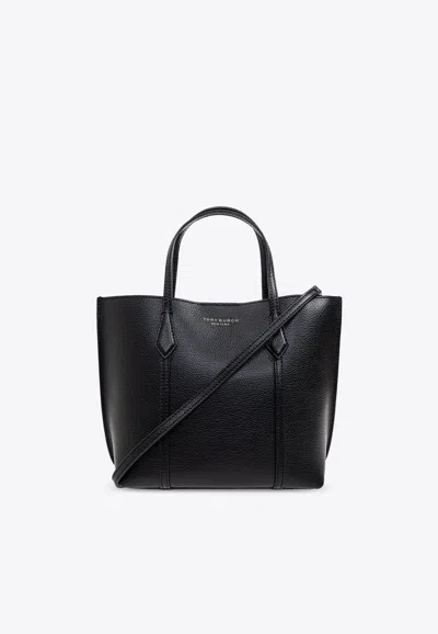 Tory Burch Small Perry Leather Tote Bag In Black