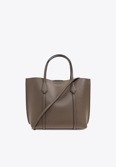 Tory Burch Small Perry Leather Tote Bag In Brown