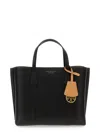 Tory Burch Perry Compact Leather Tote With Multiple Compartments In Black