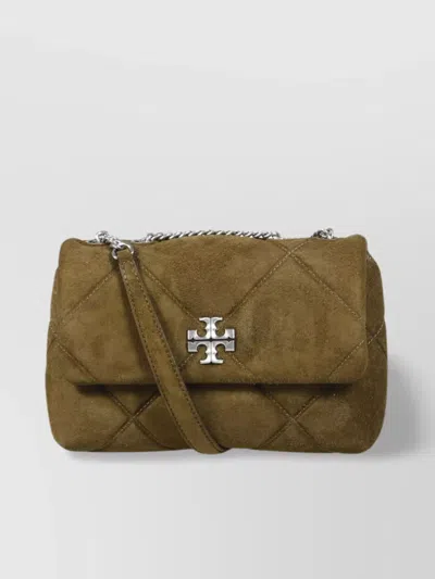 Tory Burch Small Quilted Suede Shoulder Bag With Chain Strap