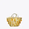 Tory Burch Small Raffia Embroidered Tote In Yellow