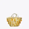 Tory Burch Small Raffia Embroidered Tote In Cassia