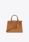 Tory Burch Biscuit Leather Small Robinson Handbag In Brown