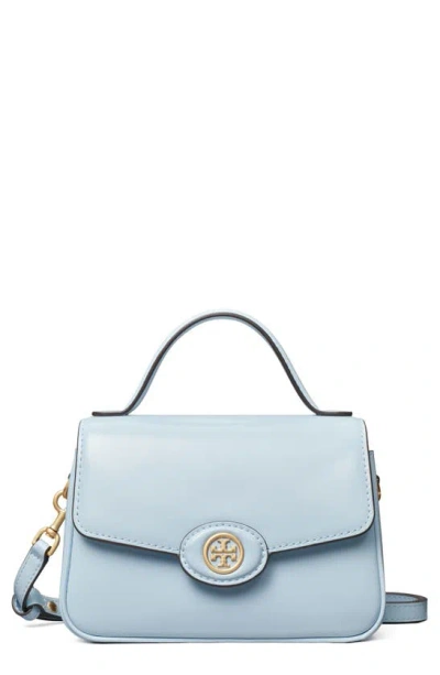 Tory Burch Small Robinson Spazzolato Top-handle Bag In Pale Lapis