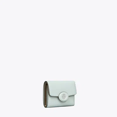 Tory Burch Small Robinson Pebbled Wallet In Blue
