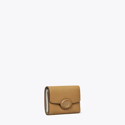 Tory Burch Small Robinson Pebbled Wallet In Brown