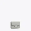 Tory Burch Small Robinson Pebbled Wallet In Gray