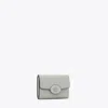 Tory Burch Small Robinson Pebbled Wallet In Gray