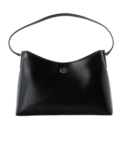 Tory Burch Small Robinson Logo-plaque Shoulder Bag In Black