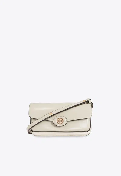 Tory Burch Brushed East West Shoulder Bag With Brass In White