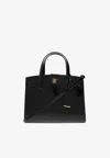 Tory Burch Small Robinson Spazzolato Top Handle Bag In Black