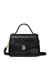 Tory Burch Small Robinson Spazzolato Top-handle Bag In Black/gold