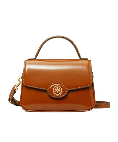 Tory Burch Robinson Logo-plaque Shoulder Bag In Brown