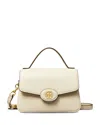Tory Burch Small Robinson Spazzolato Top Handle Bag In Light Cream/gold