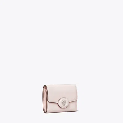 Tory Burch Small Robinson Spazzolato Wallet In Powder Pink