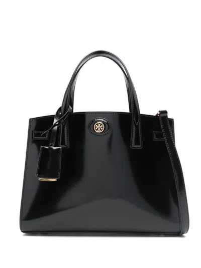 Tory Burch Small Robinson Tote Bag In 001 - Black