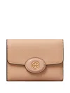 Tory Burch Small Robinson Pebbled Wallet In Neutrals