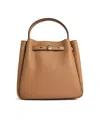 Tory Burch Small 'romy' Brown Lear Bucket Bag In Brown