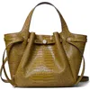 Tory Burch Romy Small Belted Croc-embossed Tote Bag In Brown