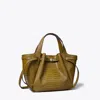 Tory Burch Small Romy Croc-embossed Tote In Brown