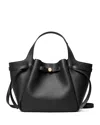 Tory Burch Romy Pebble Leather Satchel In Black