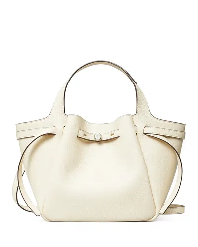 Tory Burch Romy Pebble Leather Satchel In Light Cream